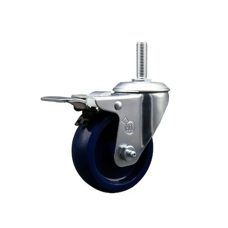 Service Caster 4 Inch Solid Polyurethane Wheel Swivel 34 Inch Threaded Stem Caster Total Lock Brake SCC SCC-TSTTL20S414-SPUS-34212
